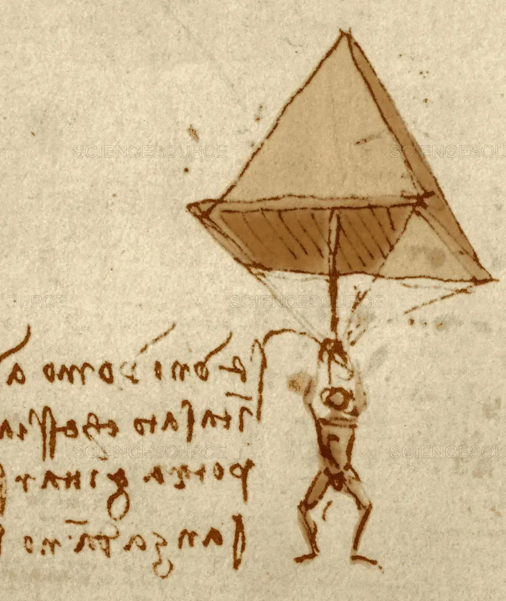 Paraquedas - invenção de Leonardo Da Vinci