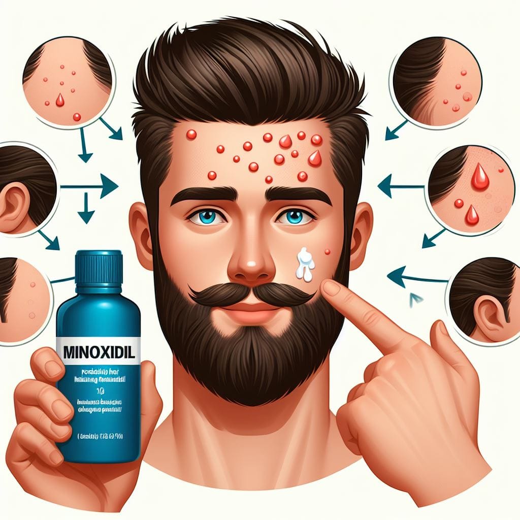 Homem com acne usando Minoxidil